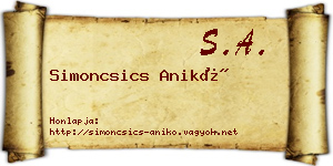 Simoncsics Anikó névjegykártya